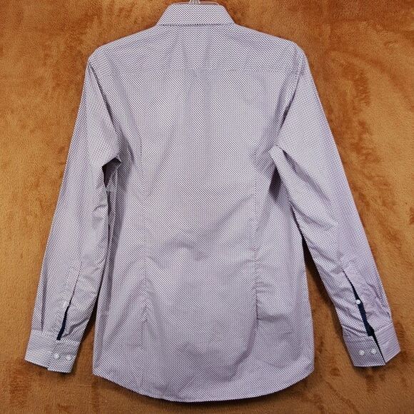 HUGO BOSS Shirt Mens 15 38 Red White Geo Print Button Up Slim Fit KOEY $128 - Picture 5 of 10